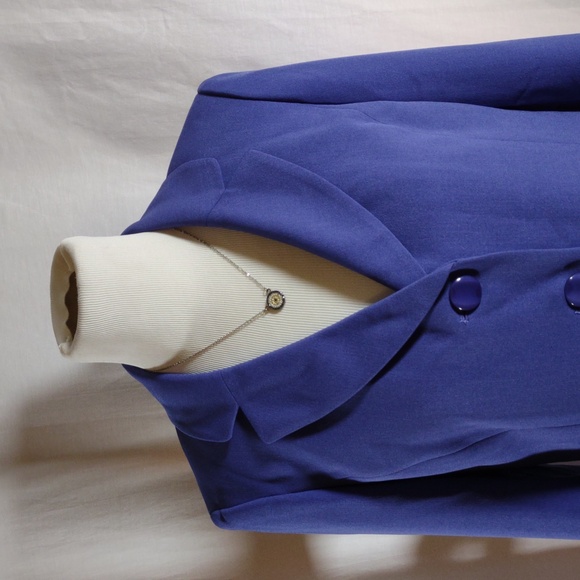 NWT Le Suit Elegant Purple/Merino Blue Blazer & Skirt Suit - Size 8 - Picture 4 of 15